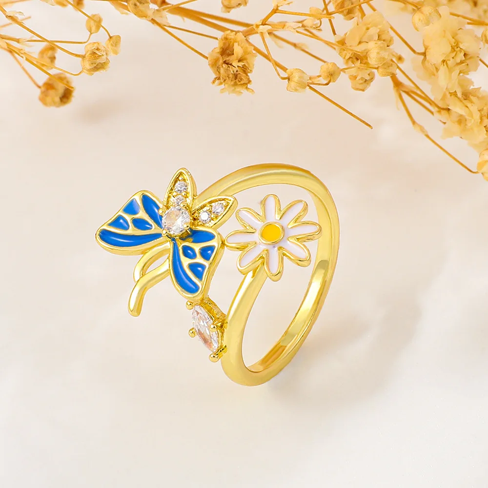 Hot Selling Fashion Jewellery Women's Ring Cute Rabbit Animal Rings Opening Adjustable Metal Ring 2021 New Pink Jewelry Gift
