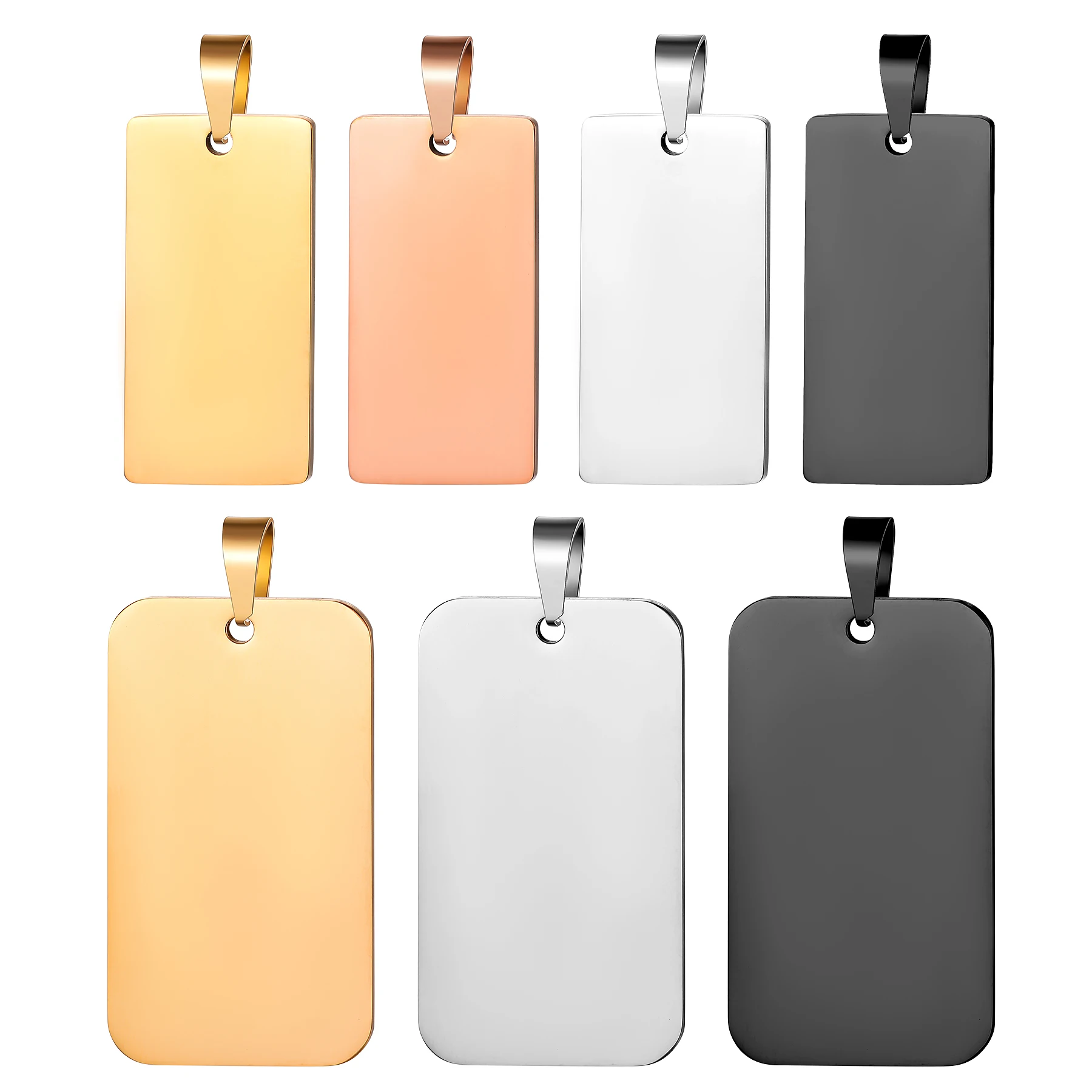 5Pcs High Quality Rectangle Tags Pendant Charm Stainless Steel ID Blank Tags 4 colors Both side Polished