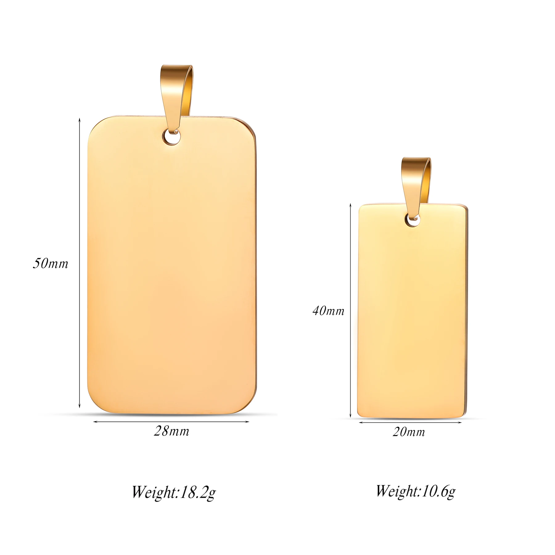 5Pcs High Quality Rectangle Tags Pendant Charm Stainless Steel ID Blank Tags 4 colors Both side Polished