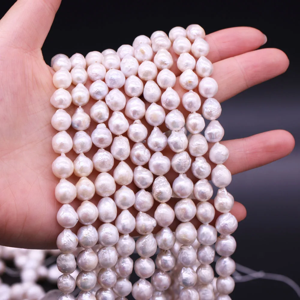 Natural Freshwater Nucleated Pearl Beads for DIY Necklace Bracelet Jewelry Making 9-10mm Cultured Keshi Pearls Beads Wholesale