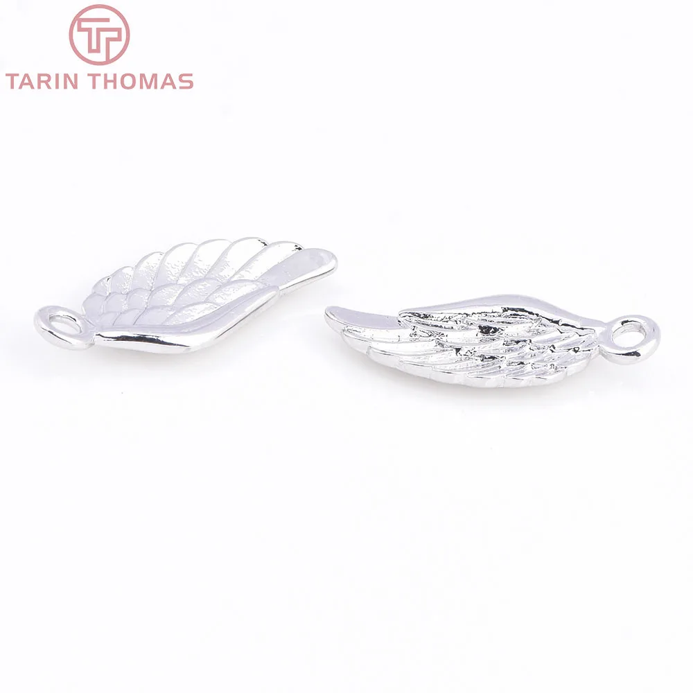 (583)10PCS 16x7MM 24K Champagne Gold Color Plated Brass Angel Wings Charms High Quality Diy Jewelry Accessories
