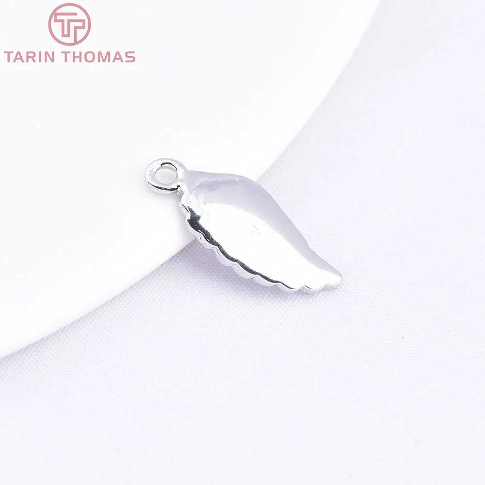 (583)10PCS 16x7MM 24K Champagne Gold Color Plated Brass Angel Wings Charms High Quality Diy Jewelry Accessories