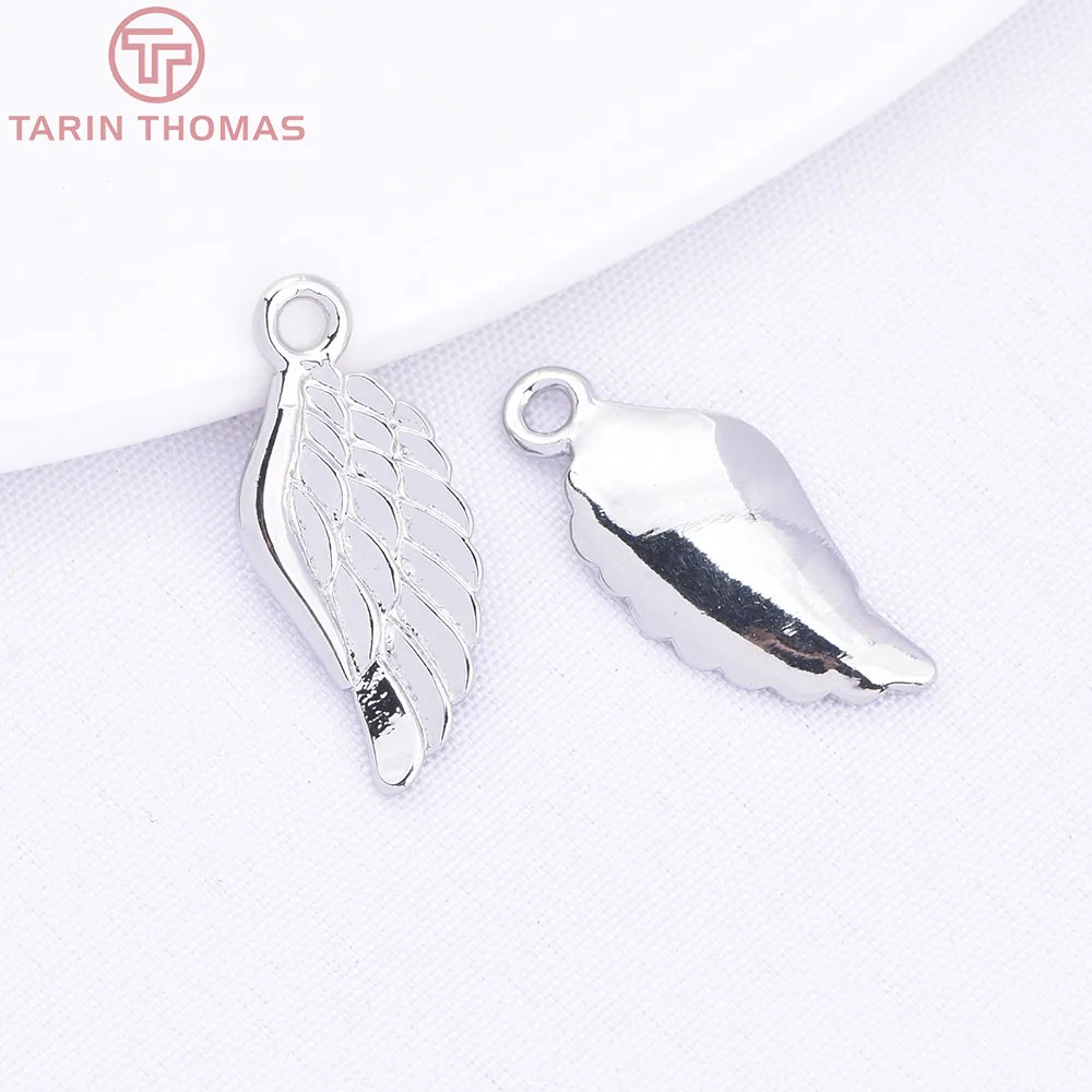 (583)10PCS 16x7MM 24K Champagne Gold Color Plated Brass Angel Wings Charms High Quality Diy Jewelry Accessories