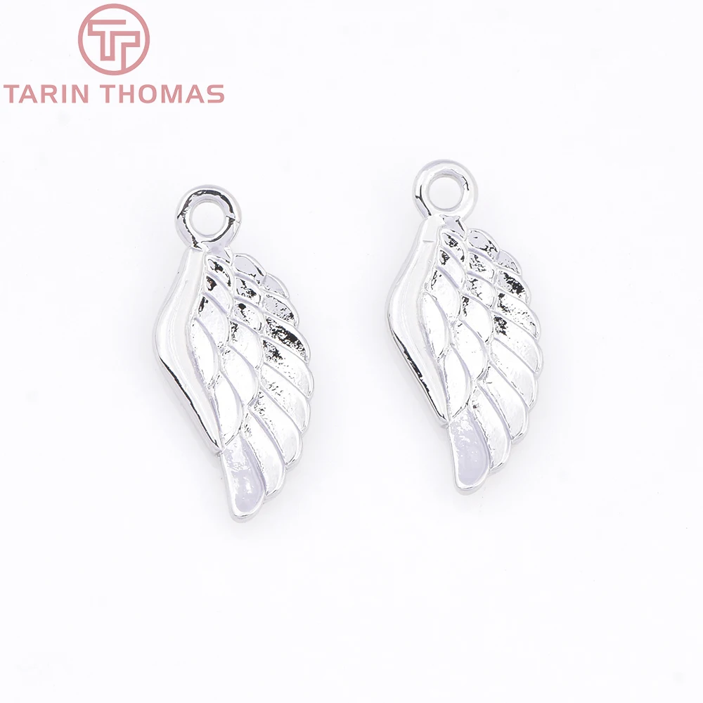 (583)10PCS 16x7MM 24K Champagne Gold Color Plated Brass Angel Wings Charms High Quality Diy Jewelry Accessories