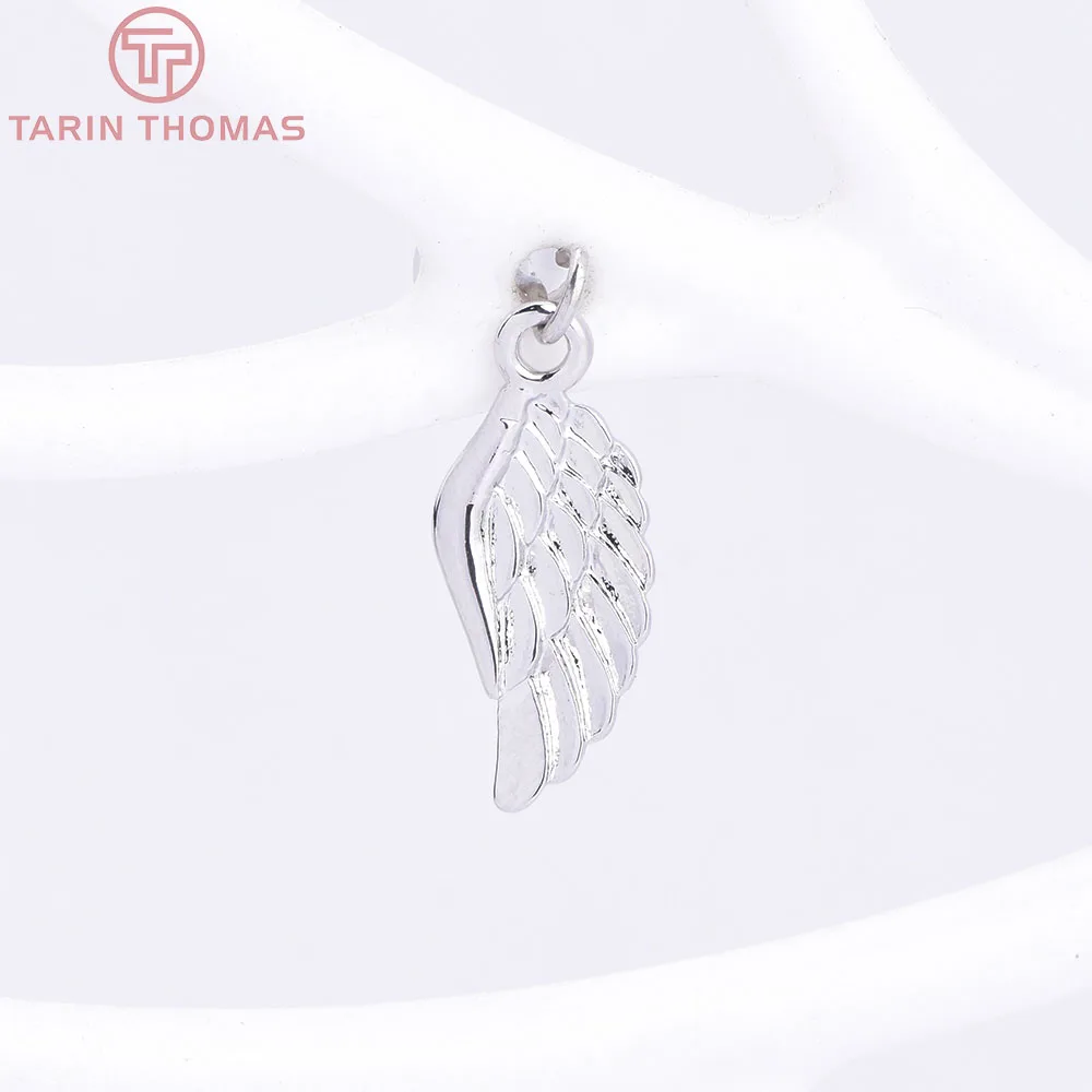 (583)10PCS 16x7MM 24K Champagne Gold Color Plated Brass Angel Wings Charms High Quality Diy Jewelry Accessories
