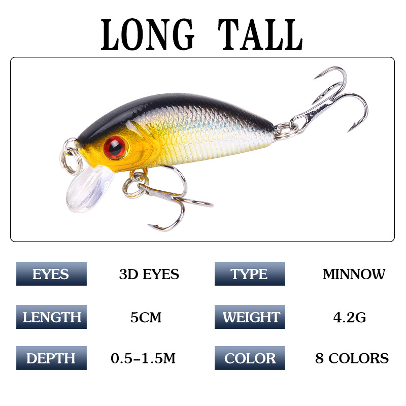 1PCS Minnow Fishing Lure 50mm4.2g Topwater Hard Bait Wobbler Jig Bait Crank Bait Carp Striped Bass Pesca Fishing Tackle SwimBait