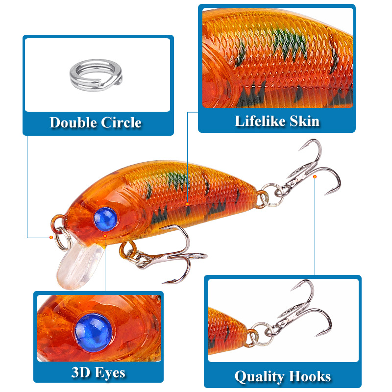 1PCS Minnow Fishing Lure 50mm4.2g Topwater Hard Bait Wobbler Jig Bait Crank Bait Carp Striped Bass Pesca Fishing Tackle SwimBait