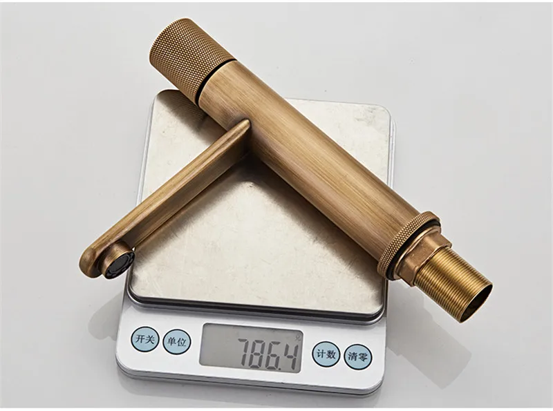 Basin Faucets Antique Bronze Bathroom Faucet Hot & Cold Brass Bathroom Sink Faucet Deck Mounted Lavotory Faucet Mixer Water Tap