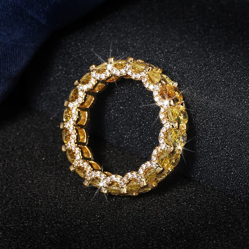 Hip-hop White Zircon Ring Fashion Men's Zircon Ring Exaggerated Personality Ring for Women Jewelry Gift