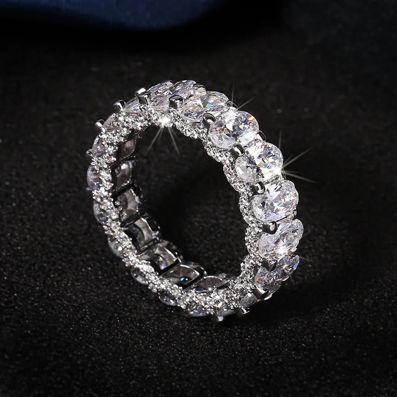 Hip-hop White Zircon Ring Fashion Men's Zircon Ring Exaggerated Personality Ring for Women Jewelry Gift