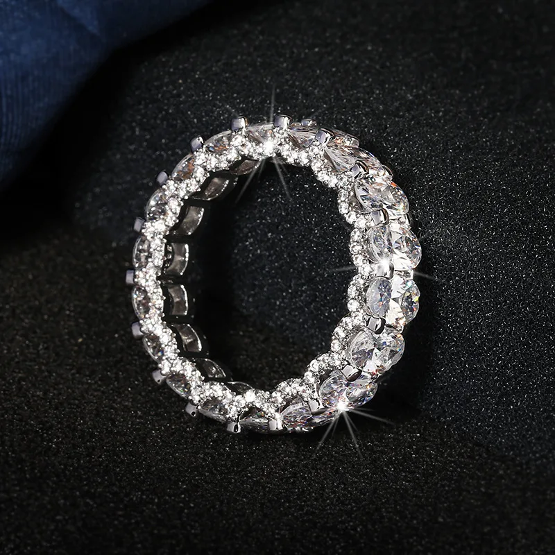 Hip-hop White Zircon Ring Fashion Men's Zircon Ring Exaggerated Personality Ring for Women Jewelry Gift