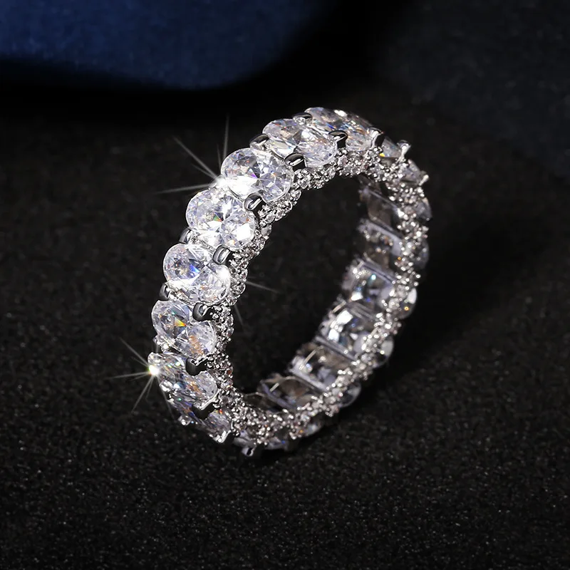 Hip-hop White Zircon Ring Fashion Men's Zircon Ring Exaggerated Personality Ring for Women Jewelry Gift