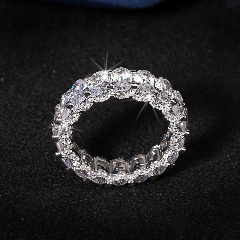 Hip-hop White Zircon Ring Fashion Men's Zircon Ring Exaggerated Personality Ring for Women Jewelry Gift