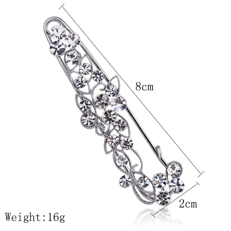 Inlaid Charming Refined Crystal Rhinestone Branch Brooches hijab pins for Man Women Suit Scarf Flower Brooch Pin Jewelry2019