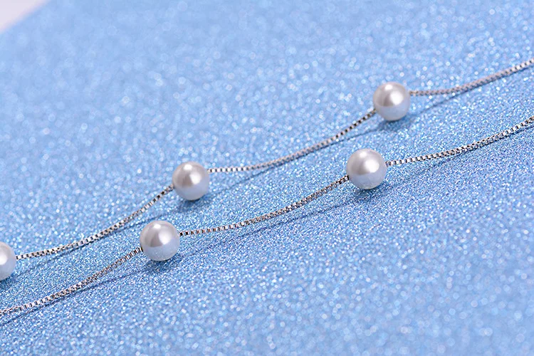 MEEKCAT 925 Sterling Silver Jewelry 12 PCS 6mm Freshwater Pearl Box Chain Choker Necklace kolye collares bijoux femme DN170