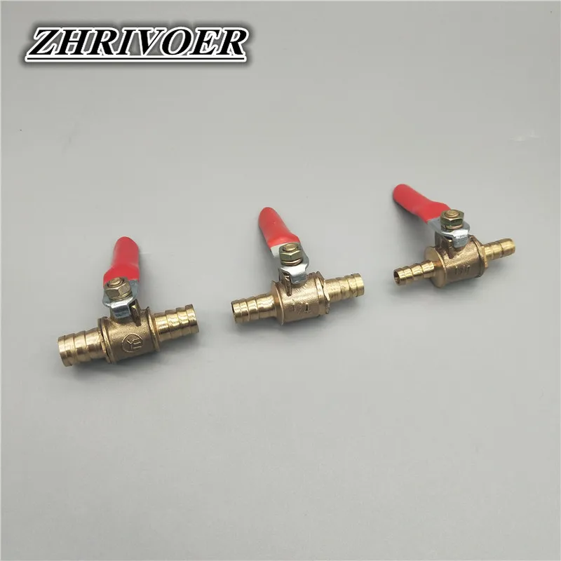 6mm-12mm Hose Barb Inline Brass Water Oil Air Gas Fuel Line Shutoff Ball Valve Pipe Fittings Pneumatic Connector Controller