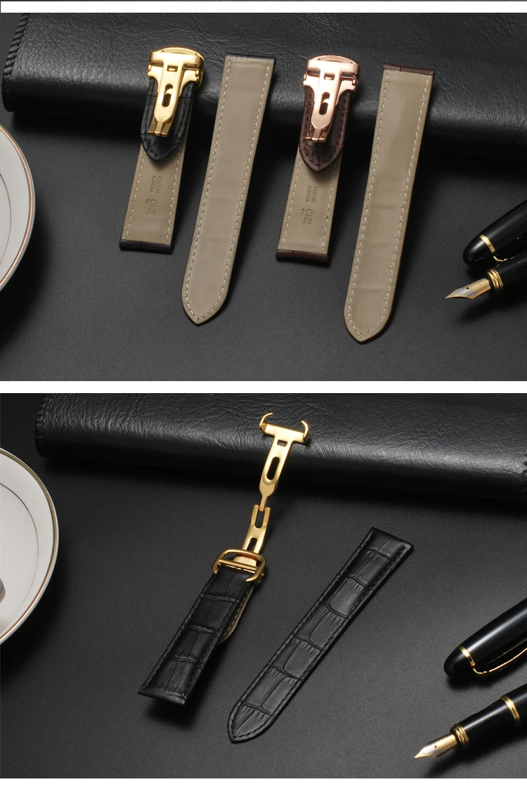 For Cartier 18 20 22 23mm Watchband Bamboo Knot Pattern Men Genuine Leather Santos Women Key Fold Buckle London Watch Strap