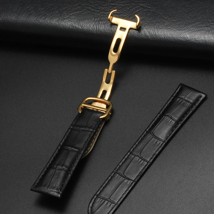 For Cartier 18 20 22 23mm Watchband Bamboo Knot Pattern Men Genuine Leather Santos Women Key Fold Buckle London Watch Strap