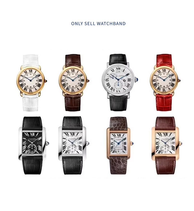 For Cartier 18 20 22 23mm Watchband Bamboo Knot Pattern Men Genuine Leather Santos Women Key Fold Buckle London Watch Strap