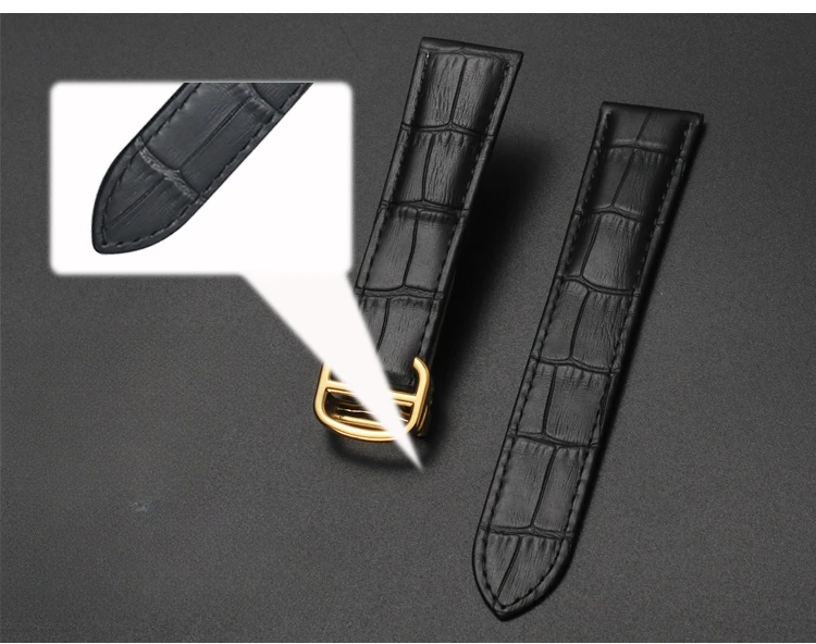 For Cartier 18 20 22 23mm Watchband Bamboo Knot Pattern Men Genuine Leather Santos Women Key Fold Buckle London Watch Strap