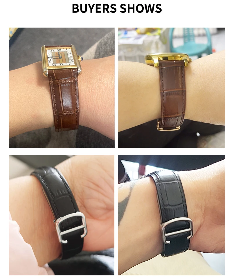 For Cartier 18 20 22 23mm Watchband Bamboo Knot Pattern Men Genuine Leather Santos Women Key Fold Buckle London Watch Strap