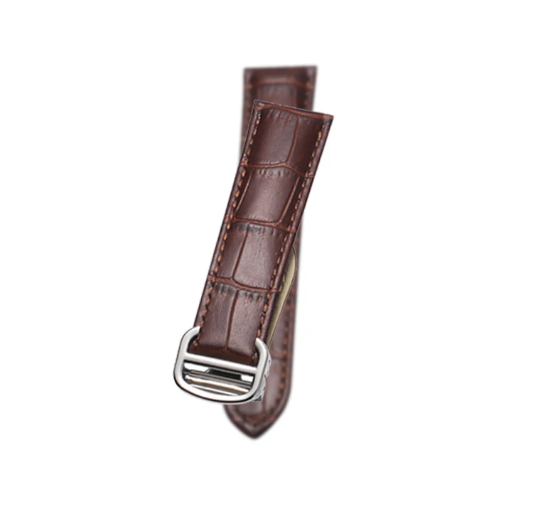 For Cartier 18 20 22 23mm Watchband Bamboo Knot Pattern Men Genuine Leather Santos Women Key Fold Buckle London Watch Strap