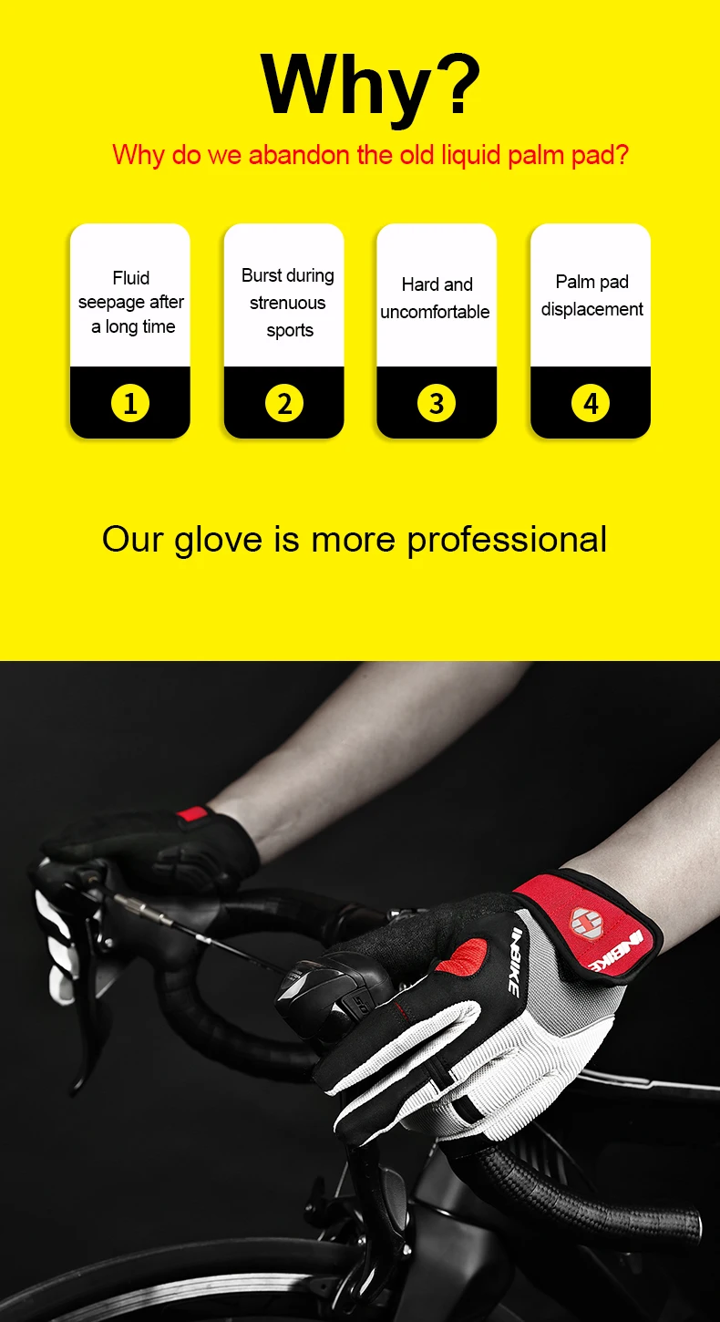 INBIKE Full Finger Cycling Gloves Durable MTB Bicycle Gloves for Riding Outdoor Motorcycle Accessories Touch Screen Padded IF239