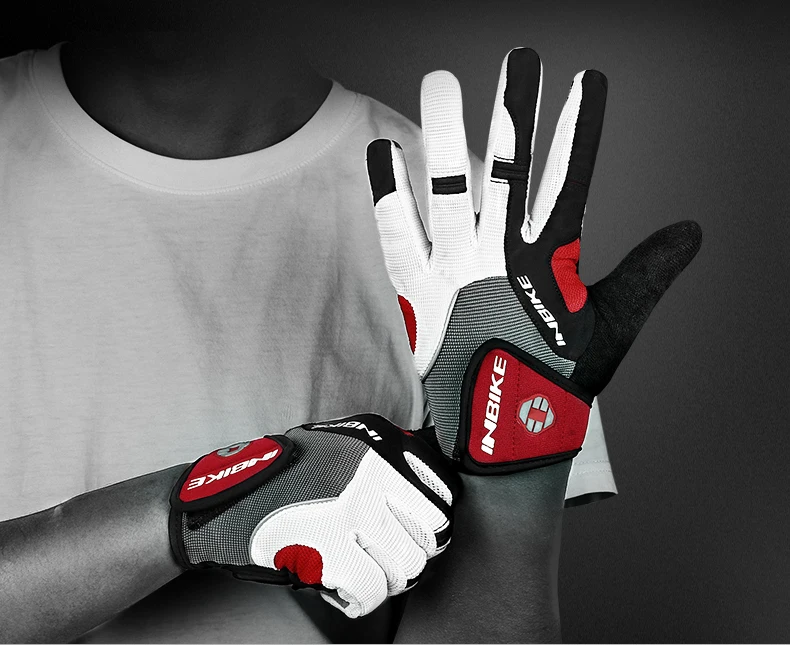 INBIKE Full Finger Cycling Gloves Durable MTB Bicycle Gloves for Riding Outdoor Motorcycle Accessories Touch Screen Padded IF239