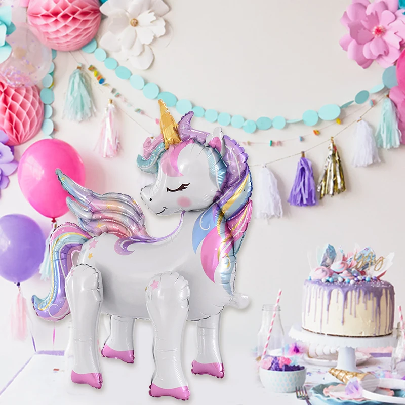Large Standing Unicorn Foil Balloons for Kids Girls Unicorn Birthday Party Decoration Elephant Animal Balloon Baby Shower Favors
