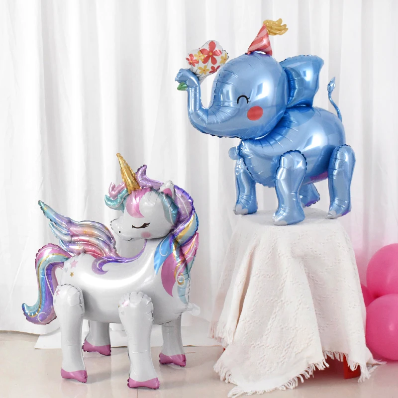 Large Standing Unicorn Foil Balloons for Kids Girls Unicorn Birthday Party Decoration Elephant Animal Balloon Baby Shower Favors