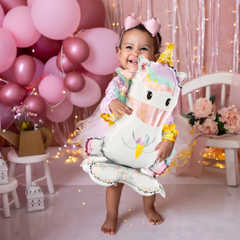 Large Standing Unicorn Foil Balloons for Kids Girls Unicorn Birthday Party Decoration Elephant Animal Balloon Baby Shower Favors