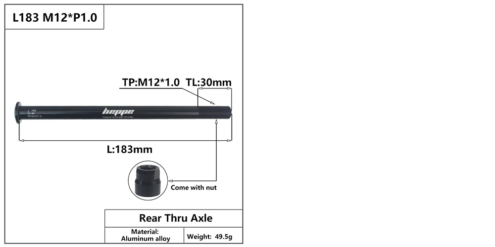 HEPPE Bike Thru Axle Front Fork Shaft Skewers 12x100/110 Rear Hub Thru Axle 12x142/148 M12xP1.0/1.25/1.5/1.75 Bike Quick Release