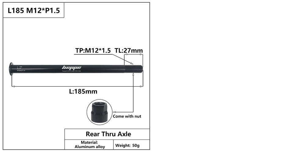 HEPPE Bike Thru Axle Front Fork Shaft Skewers 12x100/110 Rear Hub Thru Axle 12x142/148 M12xP1.0/1.25/1.5/1.75 Bike Quick Release