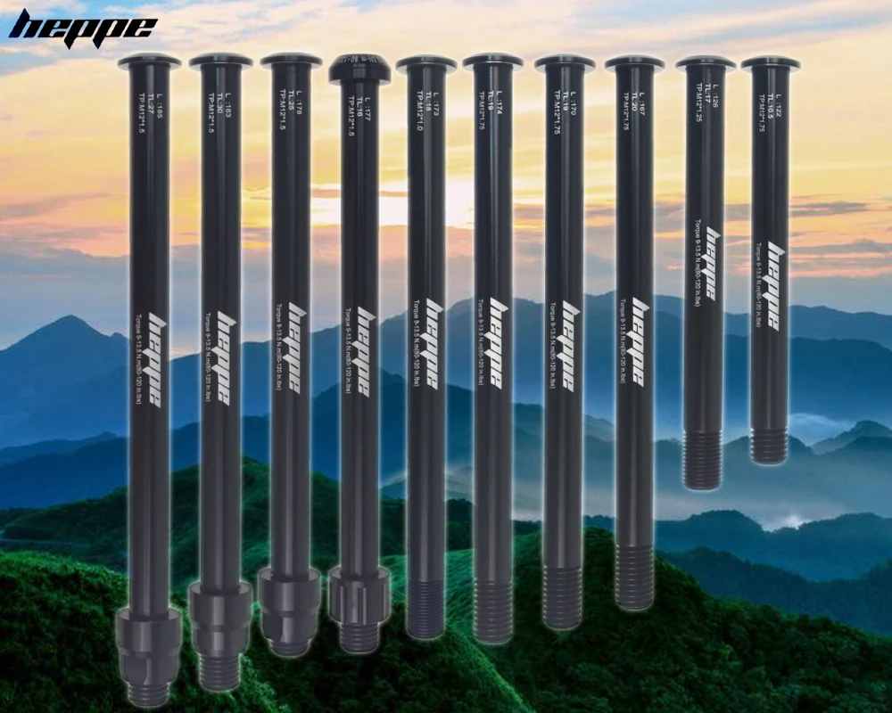 HEPPE Bike Thru Axle Front Fork Shaft Skewers 12x100/110 Rear Hub Thru Axle 12x142/148 M12xP1.0/1.25/1.5/1.75 Bike Quick Release
