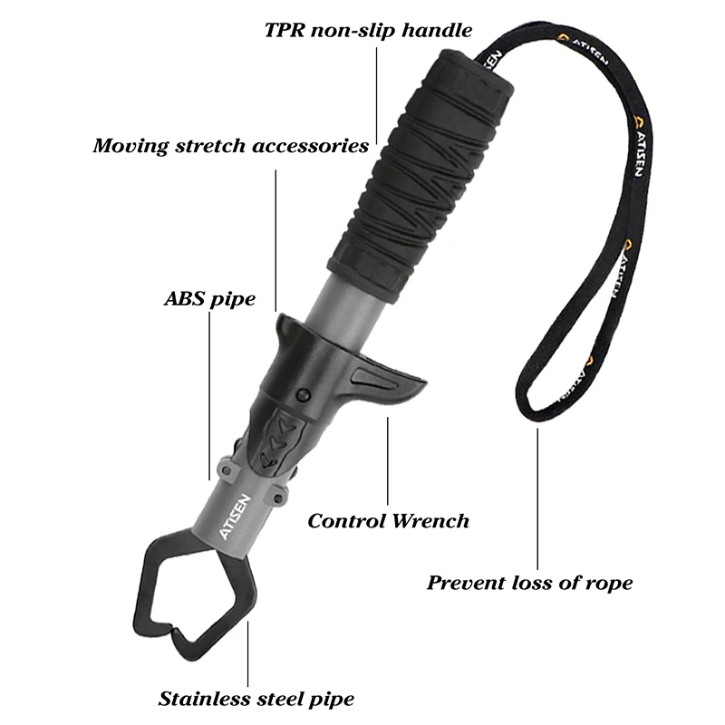 Stainless Steel Fishing Gripper Professional Fishing Lip Grabber Tool, Fish Grabber Clip Fish Control Tackle