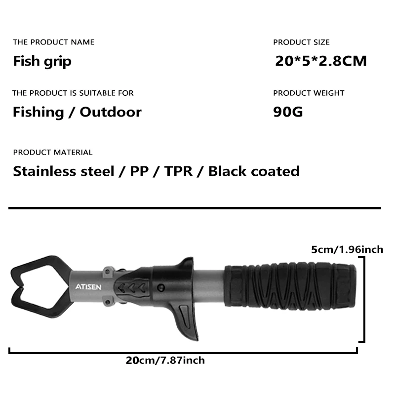 Stainless Steel Fishing Gripper Professional Fishing Lip Grabber Tool, Fish Grabber Clip Fish Control Tackle