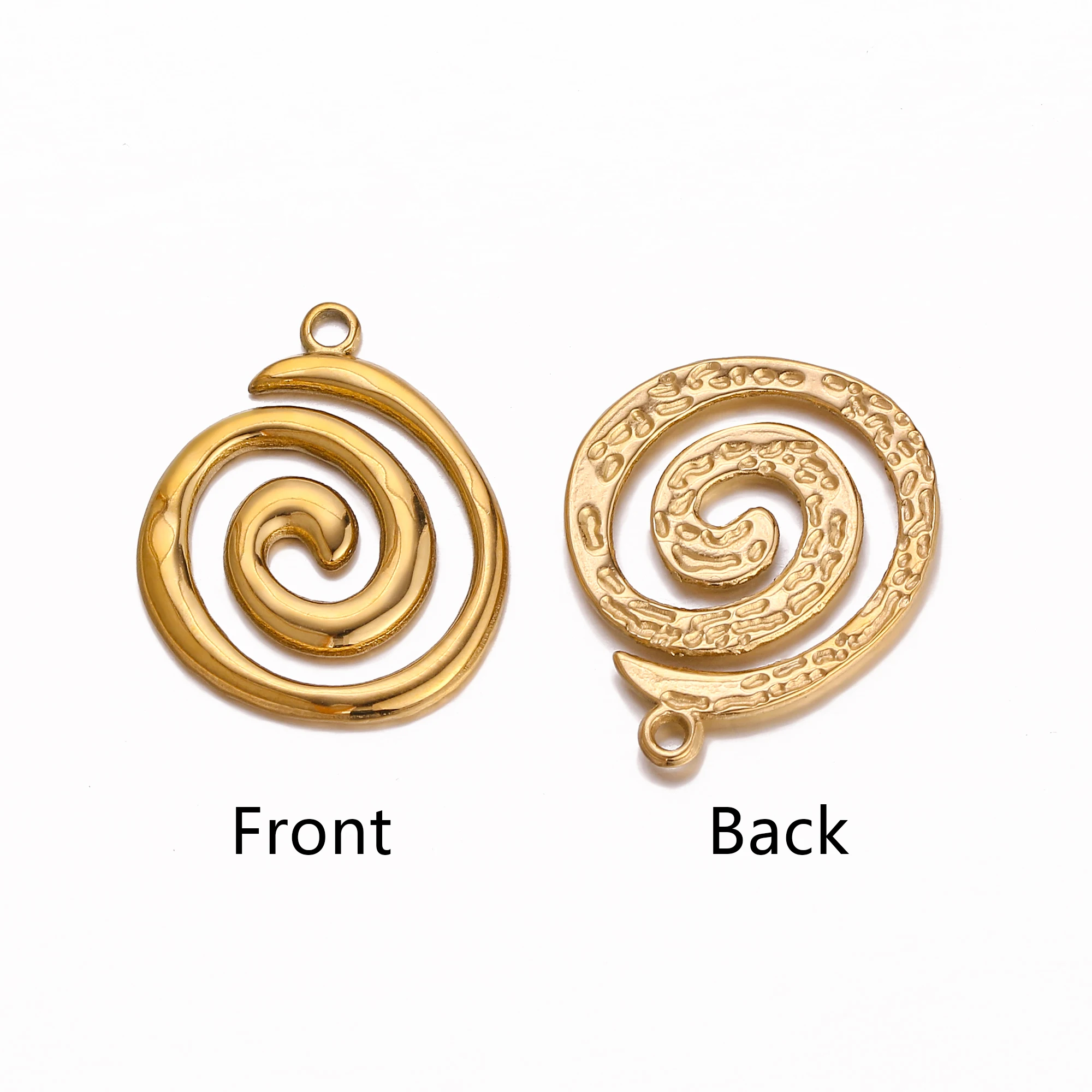 3PCS Stainless Steel Gold Color Round Vortex Charms Spiral Swirl Pendant For DIY Necklaces Earrings Jewelry Accessories Supplies