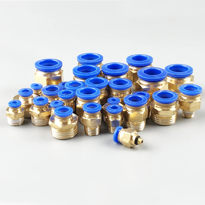 20/50PCS Pneumatic Air Connector Fitting PC 4mm 6mm 8mm 10mm 12mm Thread 1/8" 1/4" 3/8" 1/2" Hose Fittings Pipe Quick Connectors