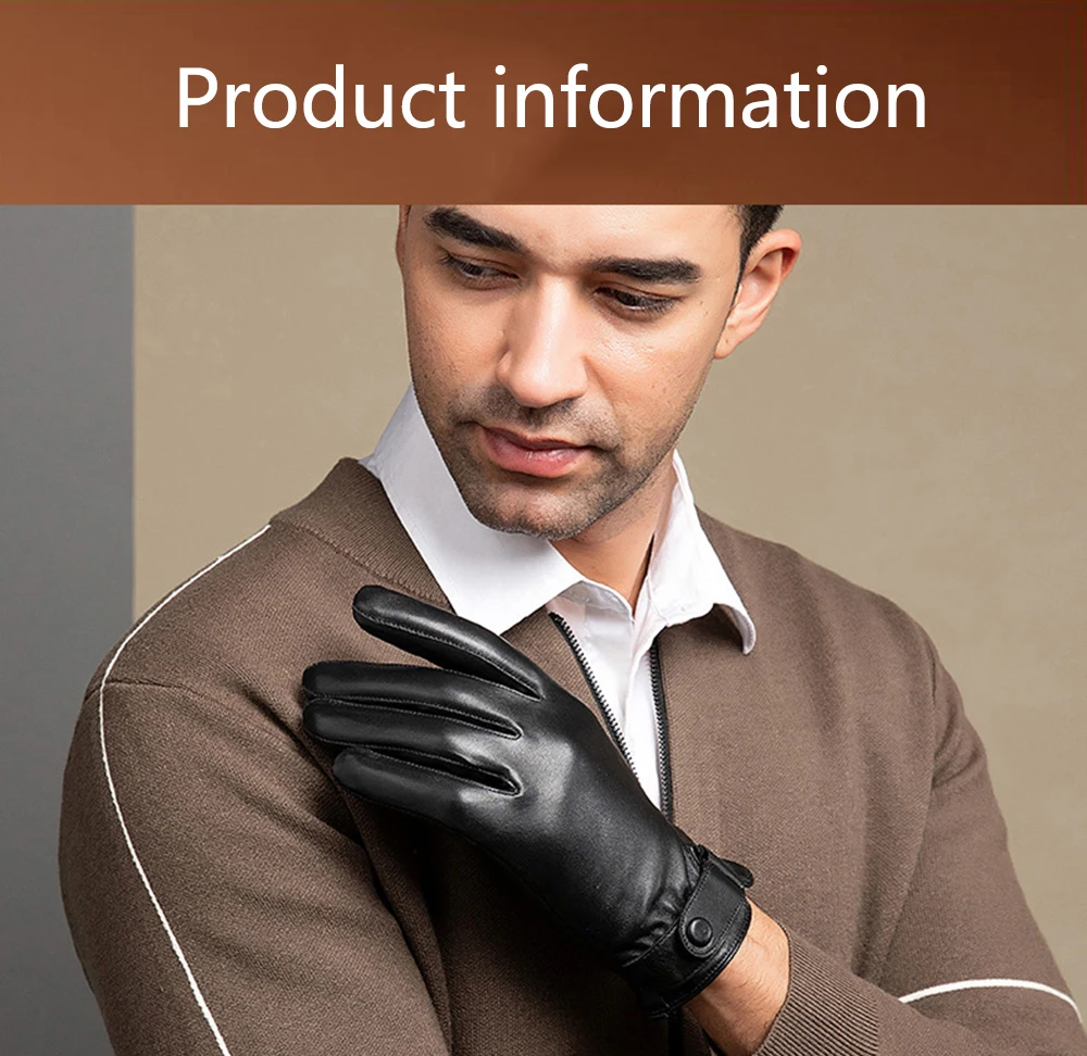 Winter Autumn Genuine Leather Gloves Men Sheepskin Warm High Quality Windproof Business Male Guantes Touch Screen Driving Mitten