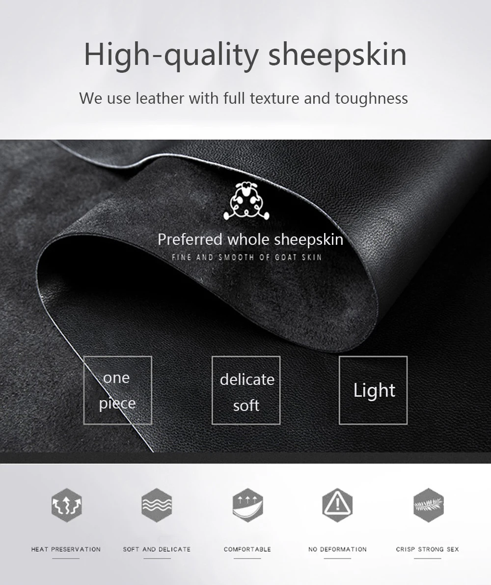 Winter Autumn Genuine Leather Gloves Men Sheepskin Warm High Quality Windproof Business Male Guantes Touch Screen Driving Mitten