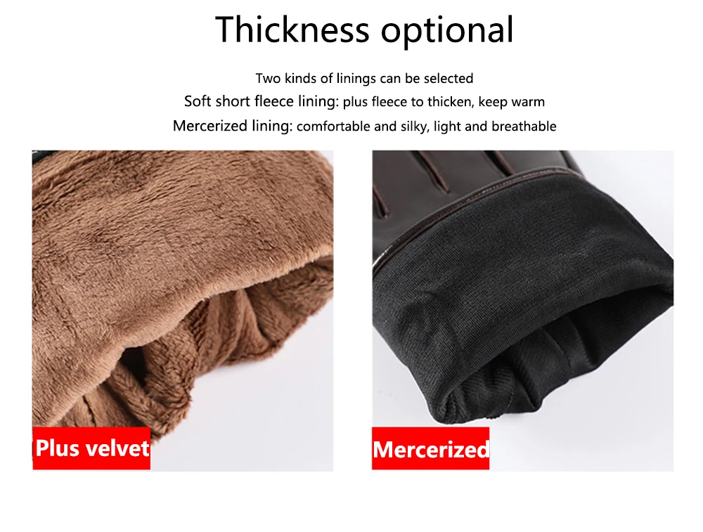 Winter Autumn Genuine Leather Gloves Men Sheepskin Warm High Quality Windproof Business Male Guantes Touch Screen Driving Mitten