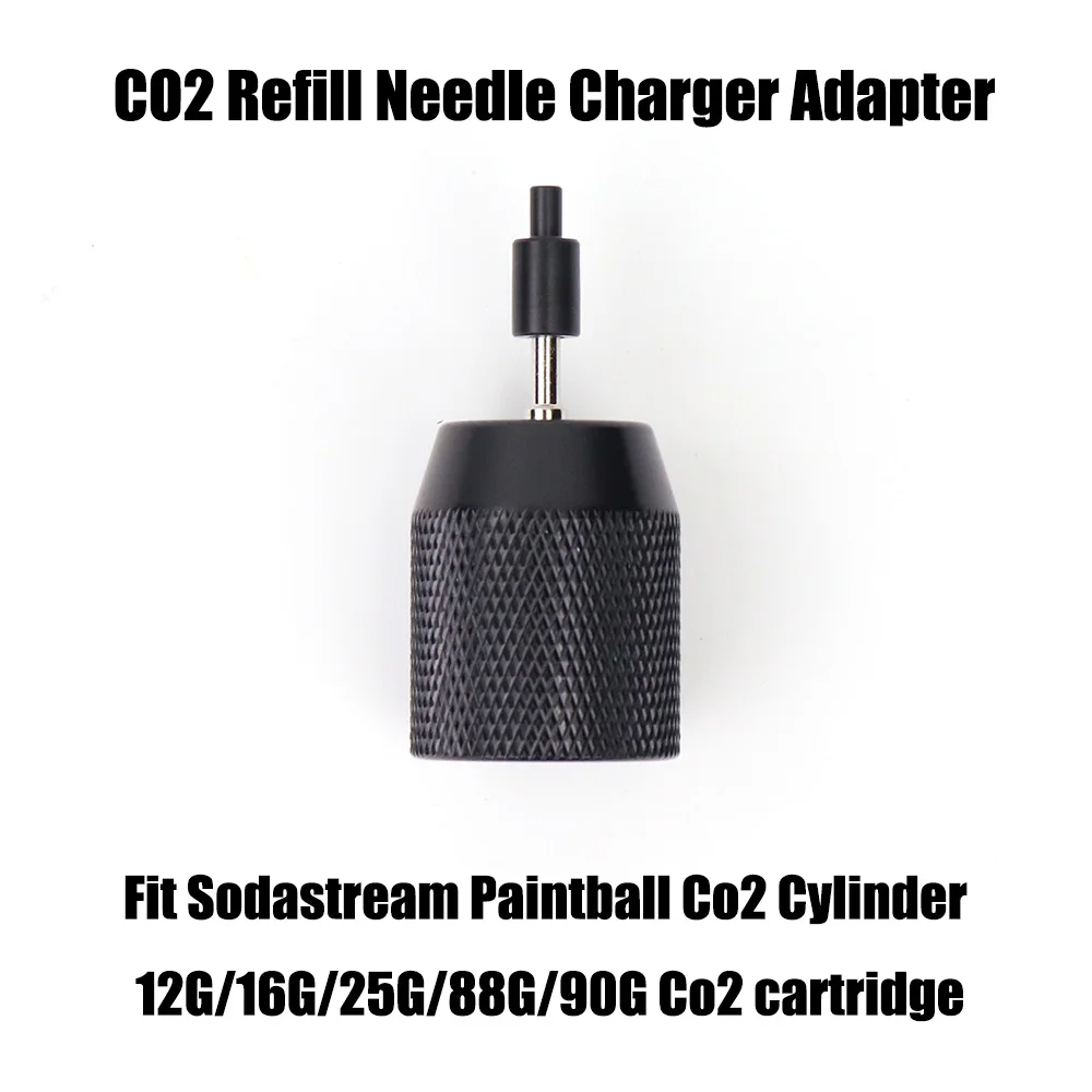CO2 Refill Needle Charger Adapter Adaptor Fit Paintball Tank, 3/8-24UNF Cartridge, 88G CO2 Cartridge, Soda CO2 Cylinder