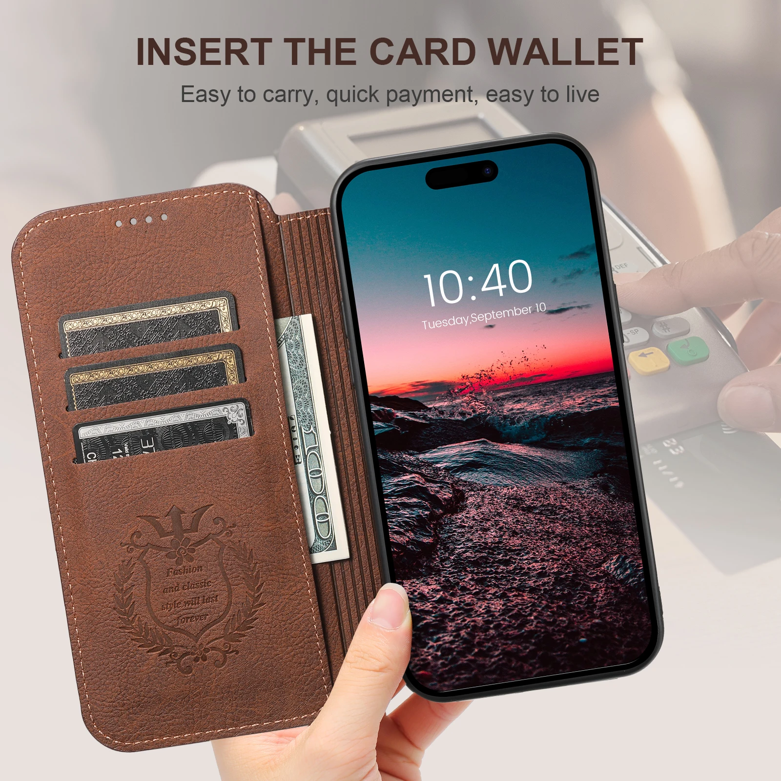 SUTENI Compatible Wireless Charging Leather Phone Case For iPhone  13 14 15 16 Plus 17 18 Pro Max Flip Cover Wallet Card Holder