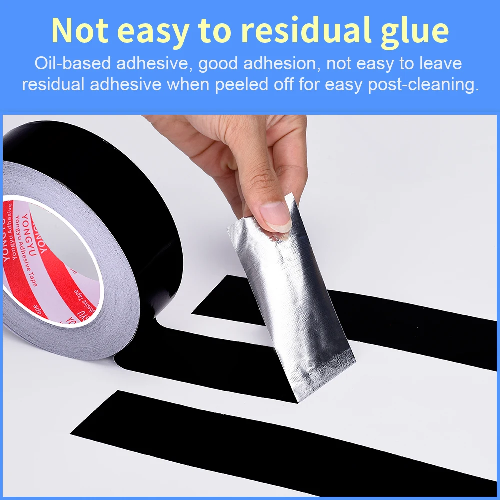Insulation Aluminum Foil Tape Heat Resistant Aluminum Duct Tape Black Waterproof Fireproof Self Adhesive Tape 20m/50m Length