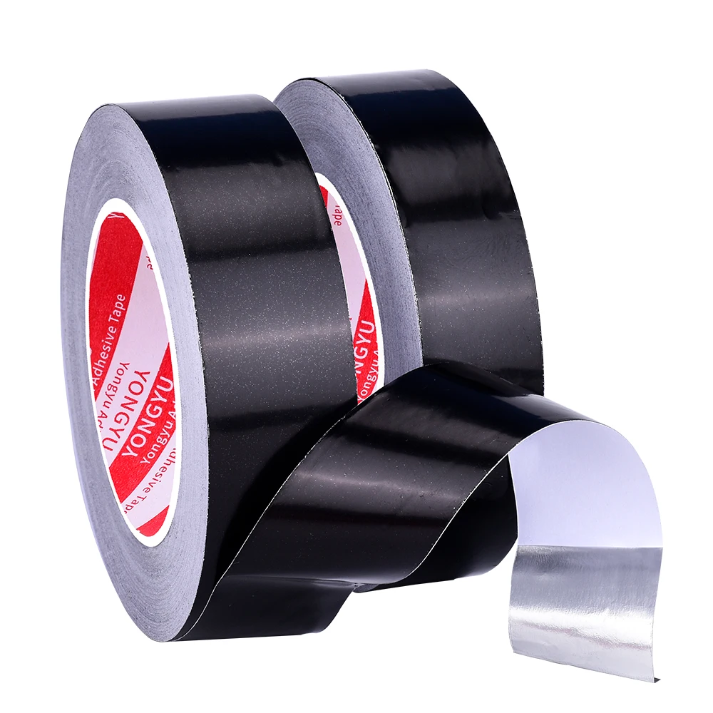 Insulation Aluminum Foil Tape Heat Resistant Aluminum Duct Tape Black Waterproof Fireproof Self Adhesive Tape 20m/50m Length