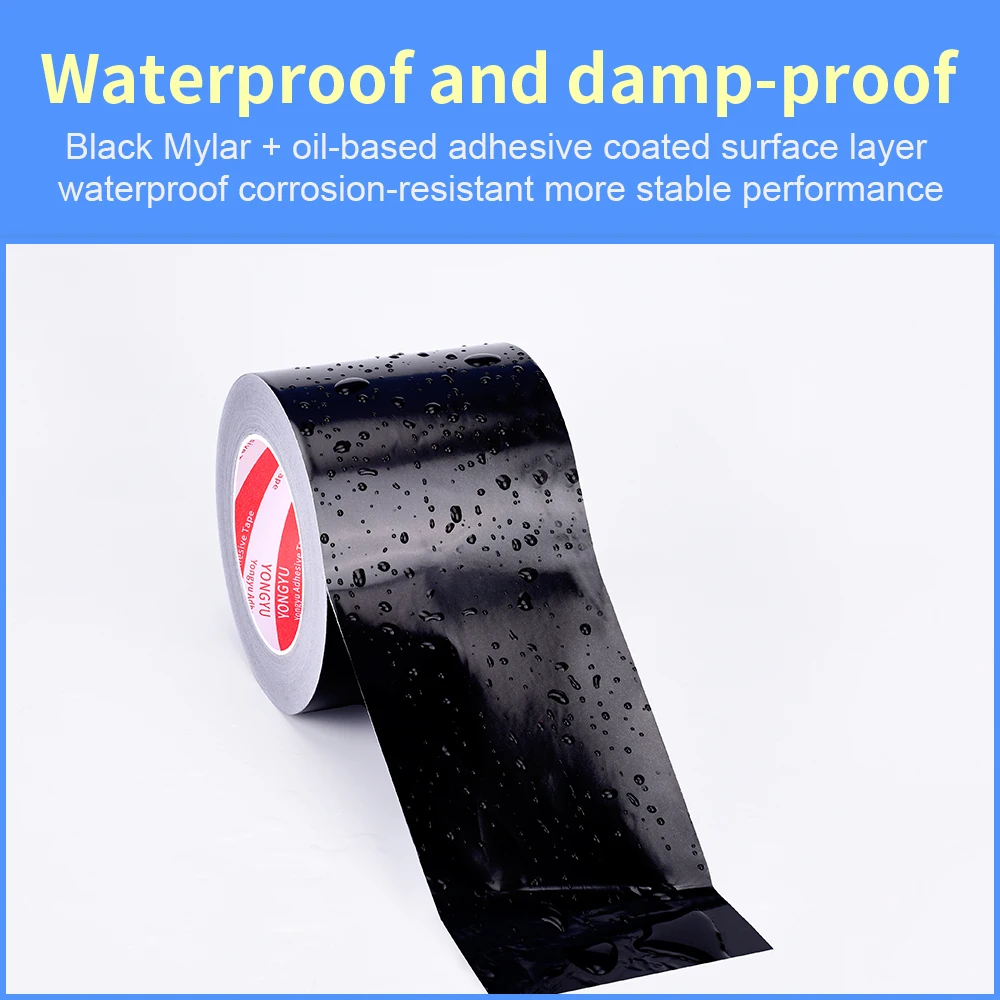 Insulation Aluminum Foil Tape Heat Resistant Aluminum Duct Tape Black Waterproof Fireproof Self Adhesive Tape 20m/50m Length