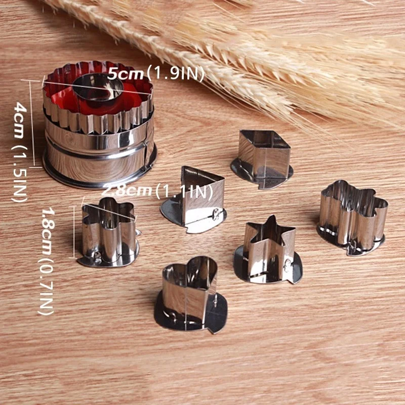 7PCS Diy Cooking Cake Cookies Pastry Cutter Fruit Vegetable Slicer Mold Baking Cooking Mold Tools Cutter Bakeware