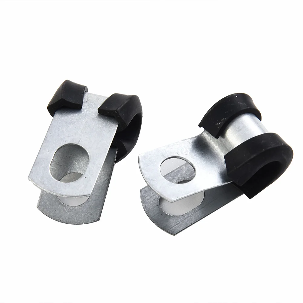 12pcs Metal P Clips Rubber Lined Wiring Hose Pipe Clamp Mikalor Camper Hydraulic 3/16" Brake Gas Line Pipe Fixing Clamp Cramp