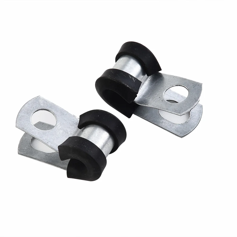 12pcs Metal P Clips Rubber Lined Wiring Hose Pipe Clamp Mikalor Camper Hydraulic 3/16" Brake Gas Line Pipe Fixing Clamp Cramp