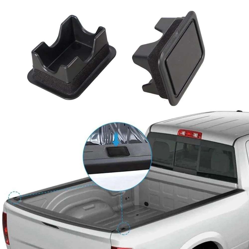 2Piece Stake Pocket Covers Rear Truck Pickup Bed Rail Stake Pocket Plugs Hole Caps For Dodge Ram 1500 2500 2019-2021 Black